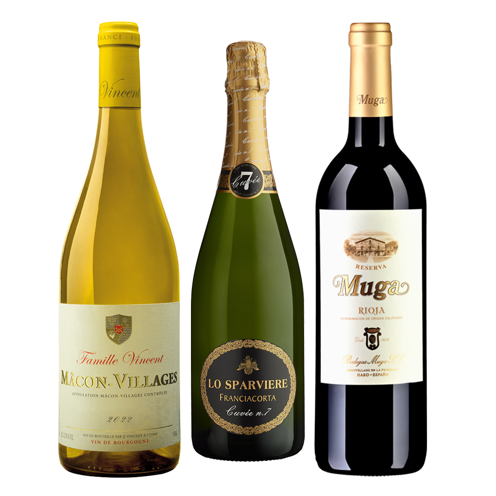 3er Genusspaket: Mâcon-Villages, Franciacorta & Muga Reserva* für CHF 59.00 statt 82.90 Bodegas Muga