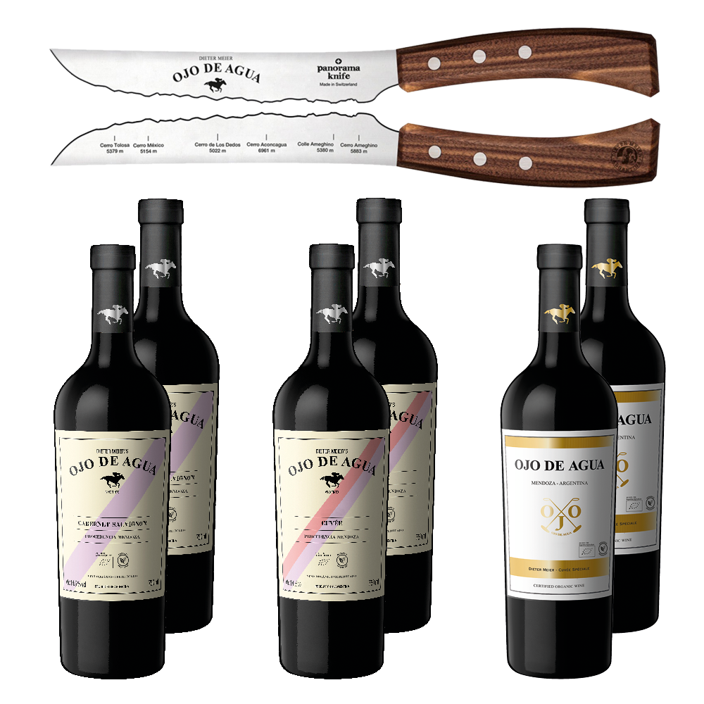 Ojo de Agua mit Panorama-Knife Degustationspaket* für CHF 169.00 statt 274.40 Ojo de Agua von Dieter Meier