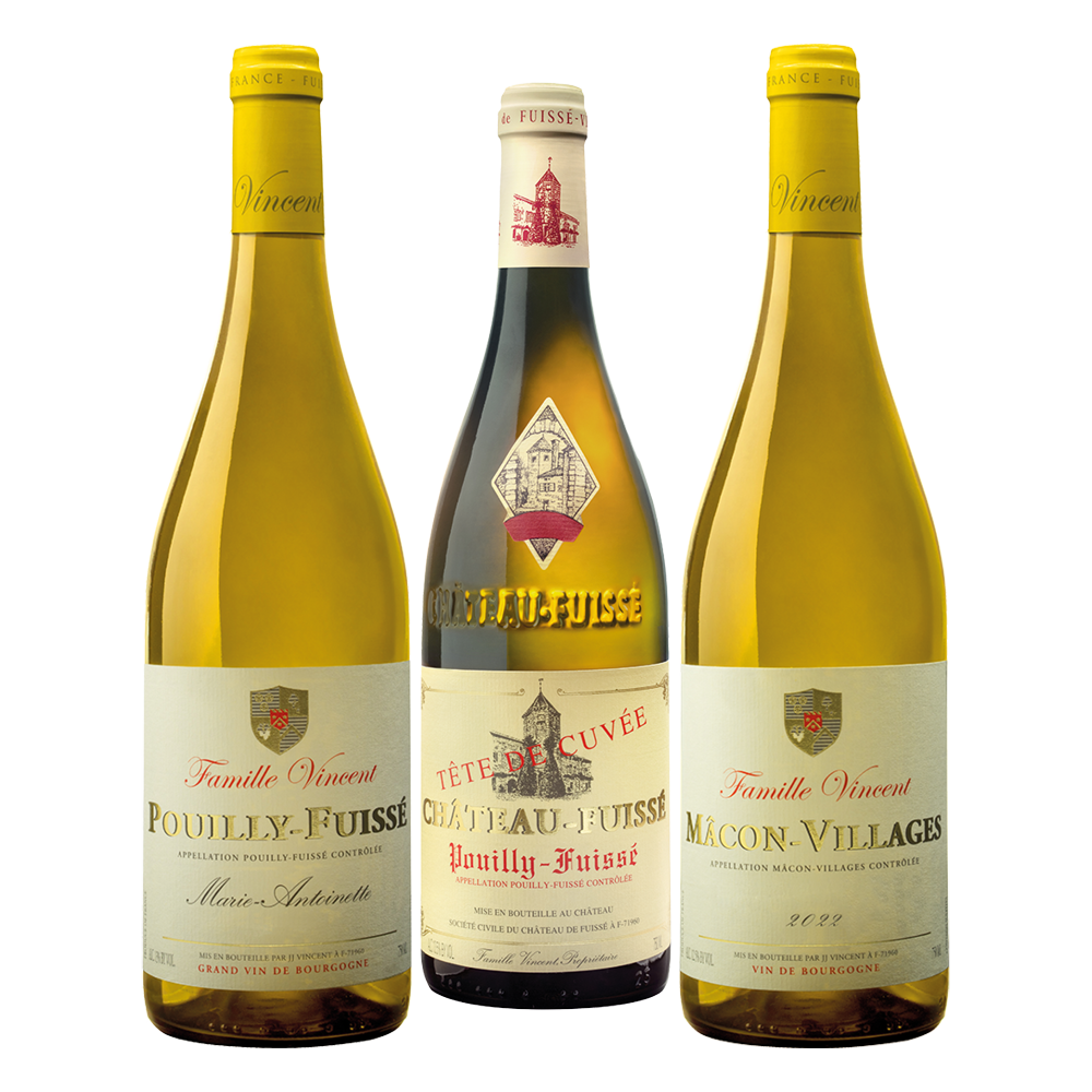3er Weisswein-Paket Burgund: Mâcon-Village und Pouilly Fuissé* Für CHF 69.80 statt 93.30 Famille Vincent